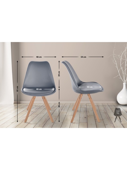 Chaise Sofia simili cuir ronde, gris