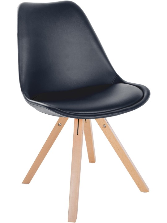 Chaise Sofia simili cuir Carré, noir