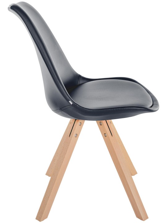 Chaise Sofia simili cuir Carré, noir