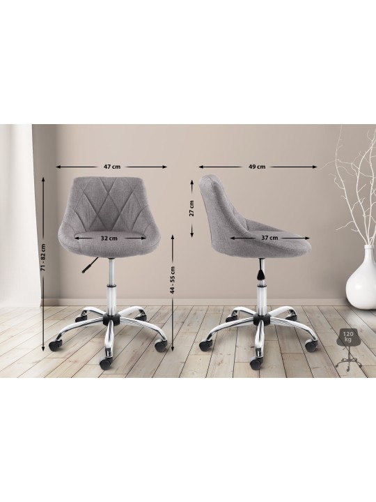 Tabouret de travail Lazio tissu, gris Tabouret de travail Lazio tissu, gris