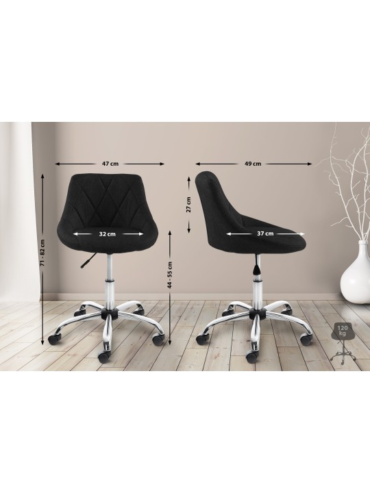 Tabouret de travail Lazio tissu, noir Tabouret de travail Lazio tissu, noir
