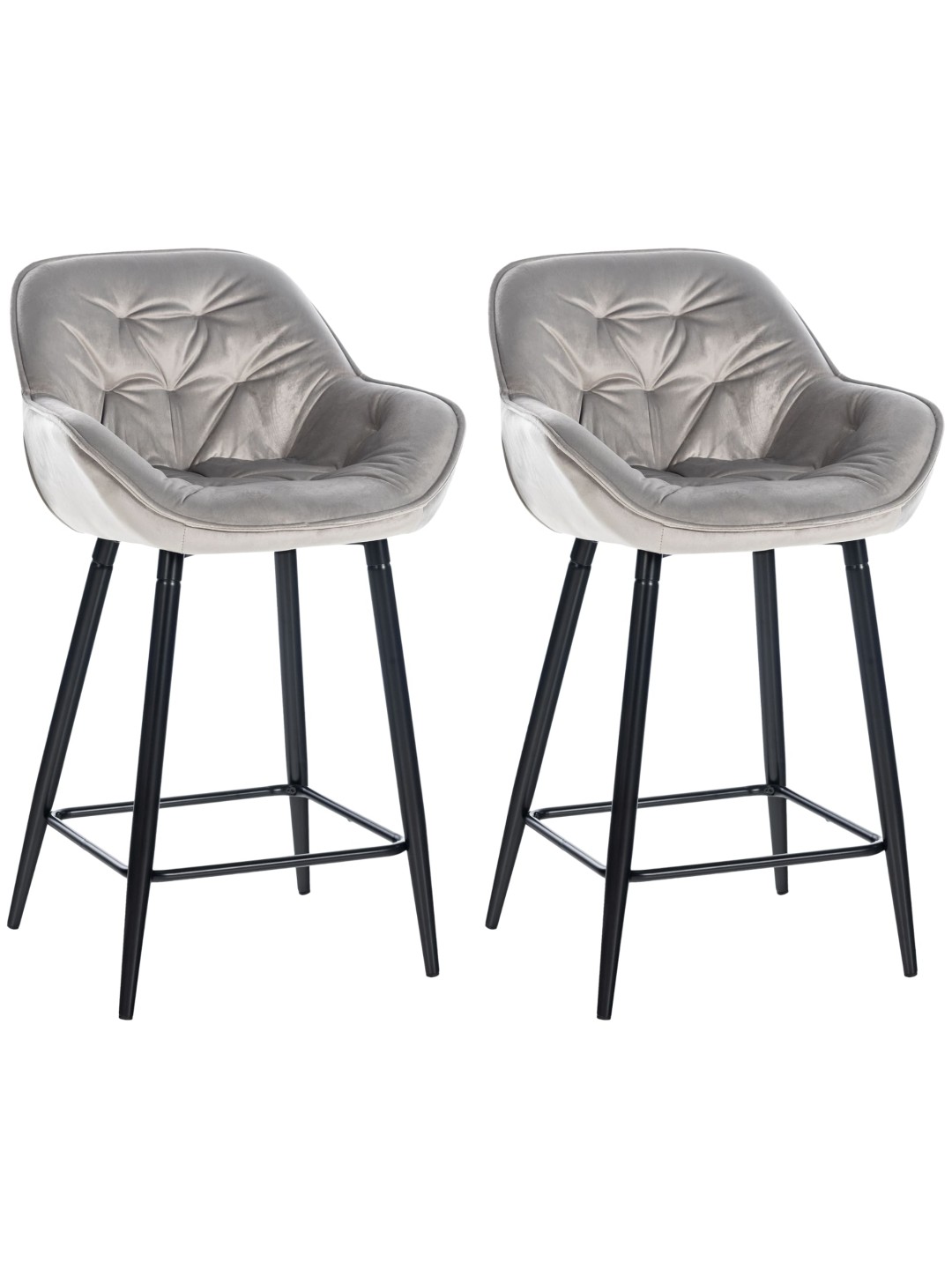 Lot de 2 tabourets de bar Gibson velours, gris