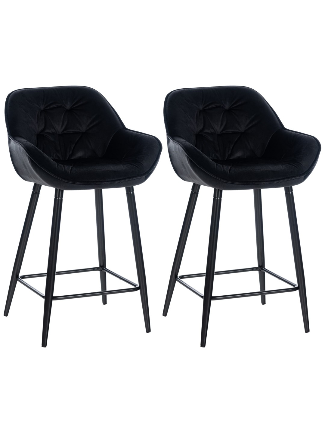 Lot de 2 tabourets de bar Gibson velours, noir