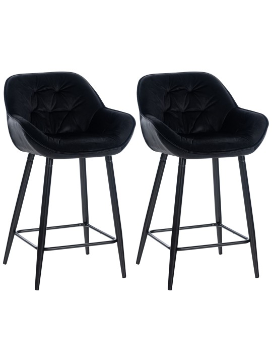 Lot de 2 tabourets de bar Gibson velours, noir