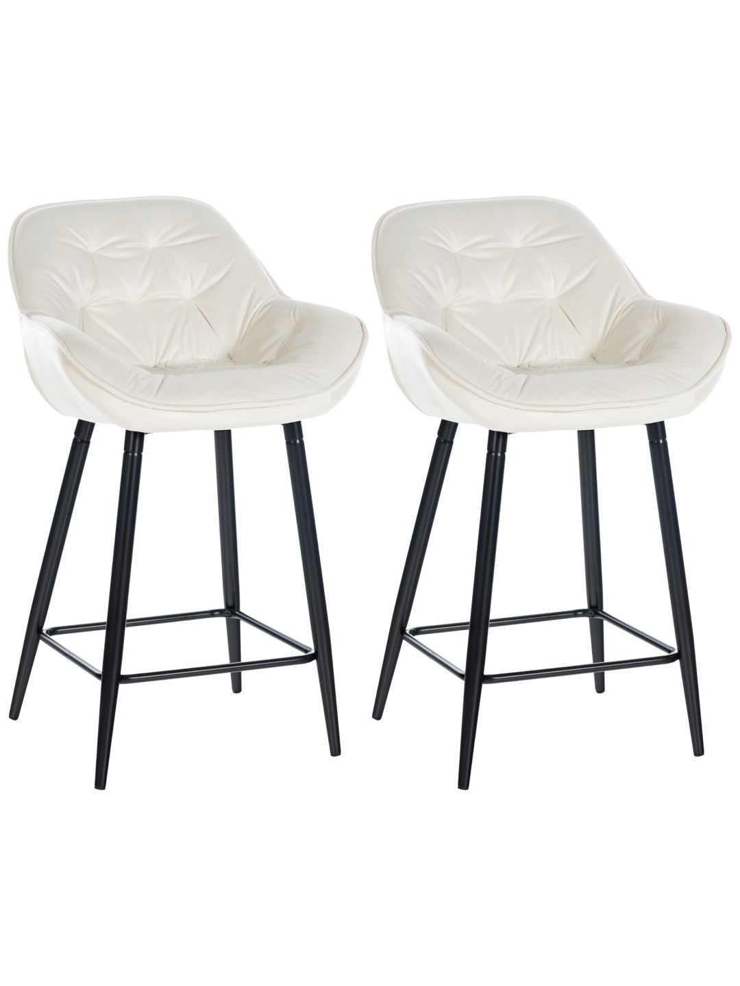 Lot de 2 tabourets de bar Gibson velours, crème