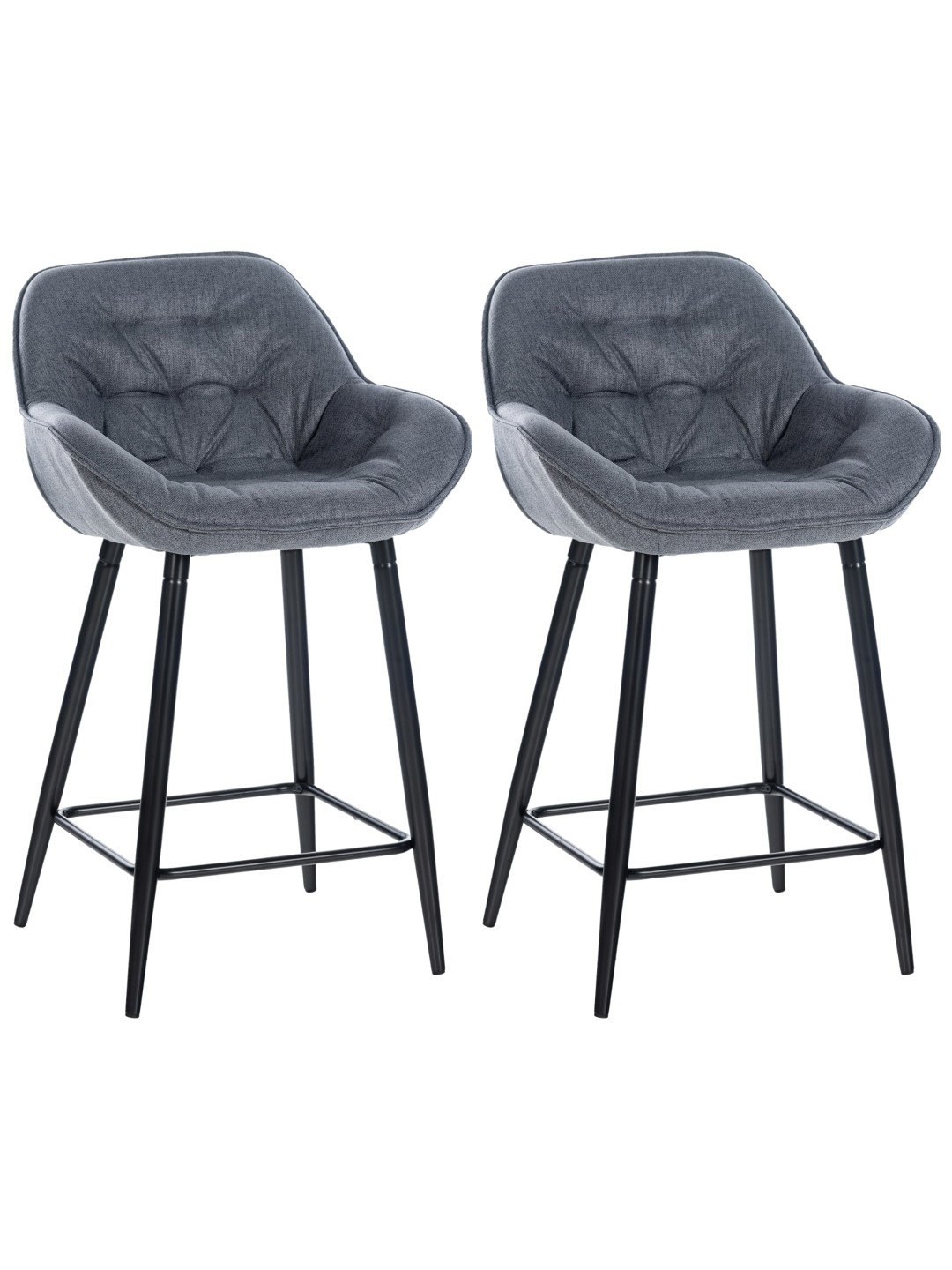 Lot de 2 tabourets de bar Gibson tissu, gris