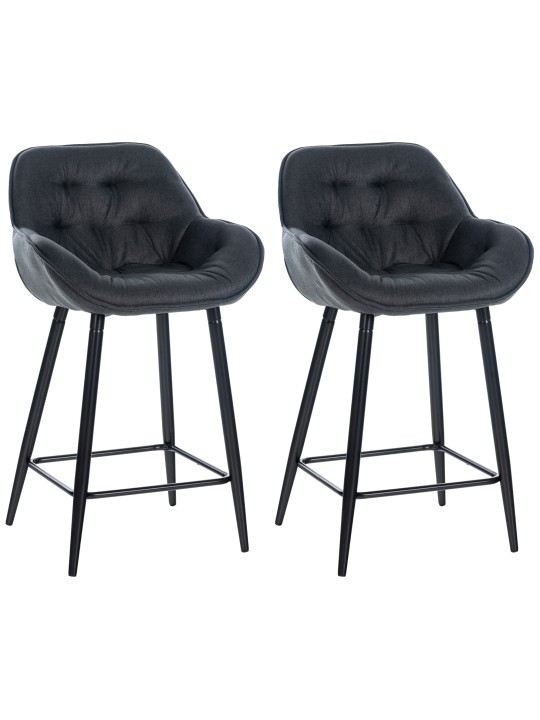 Lot de 2 tabourets de bar Gibson tissu, gris foncé Lot de 2 tabourets de bar Gibson tissu, gris foncé