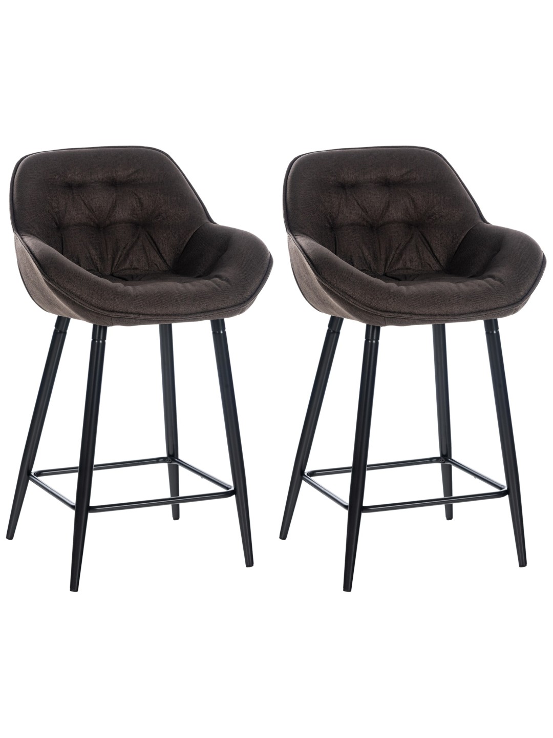 Lot de 2 tabourets de bar Gibson tissu, brun