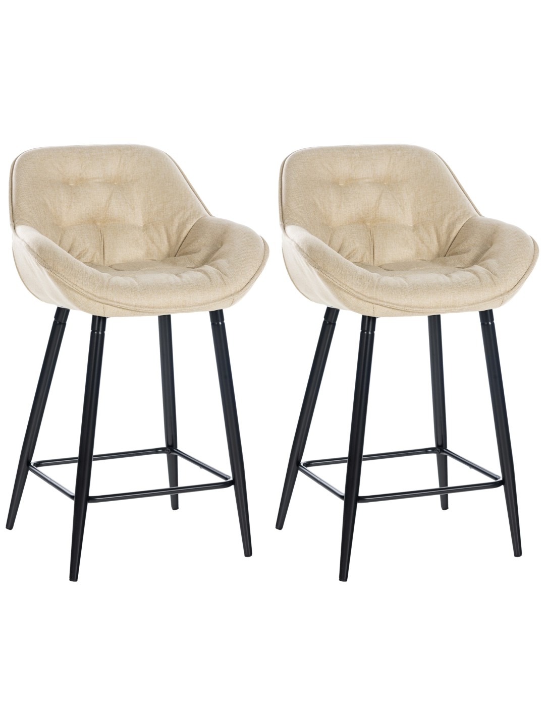 Lot de 2 tabourets de bar Gibson tissu, crème