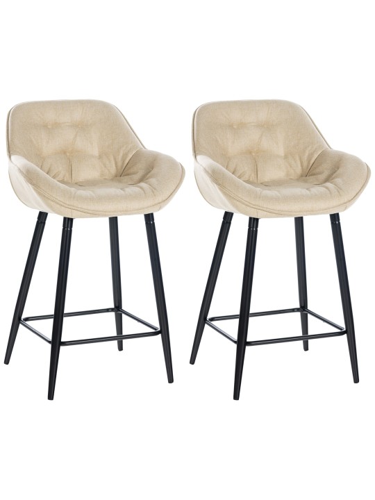 Lot de 2 tabourets de bar Gibson tissu, crème Lot de 2 tabourets de bar Gibson tissu, crème