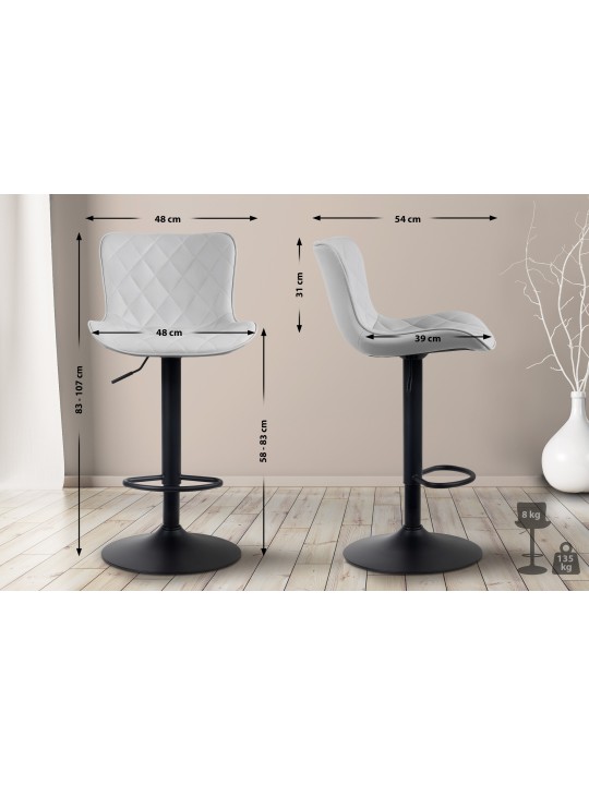 Tabouret de bar Emma simili cuir, blanc