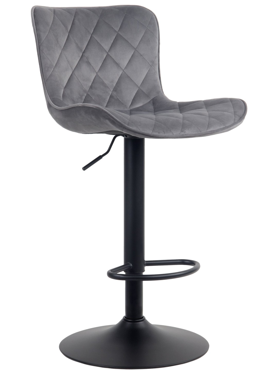 Tabouret de bar Emma velours, gris foncé