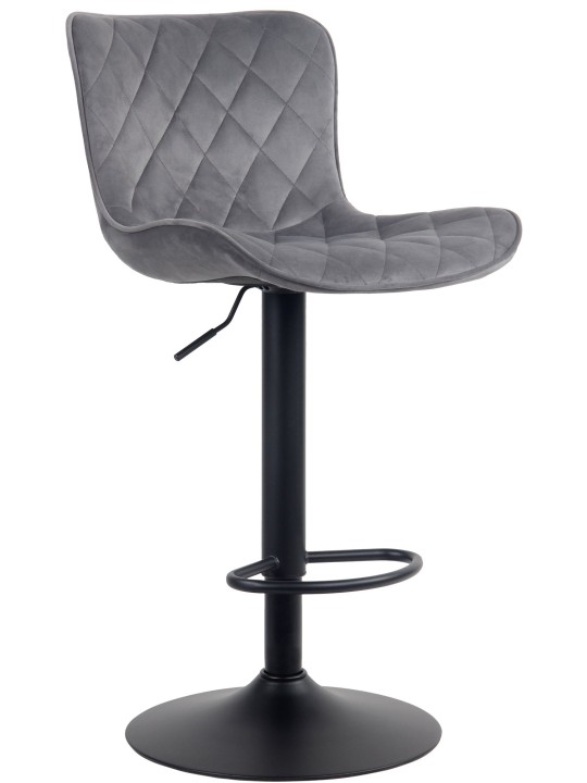 Tabouret de bar Emma velours, gris foncé