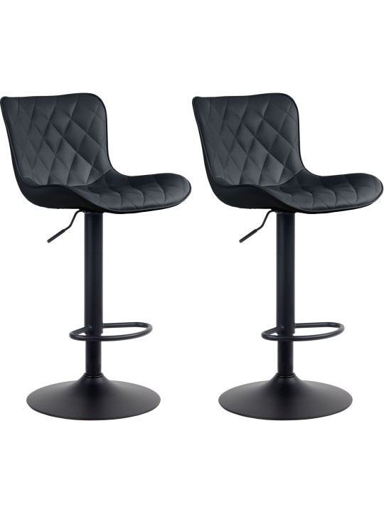 Lot de 2 tabourets de bar Emma simili cuir, noir