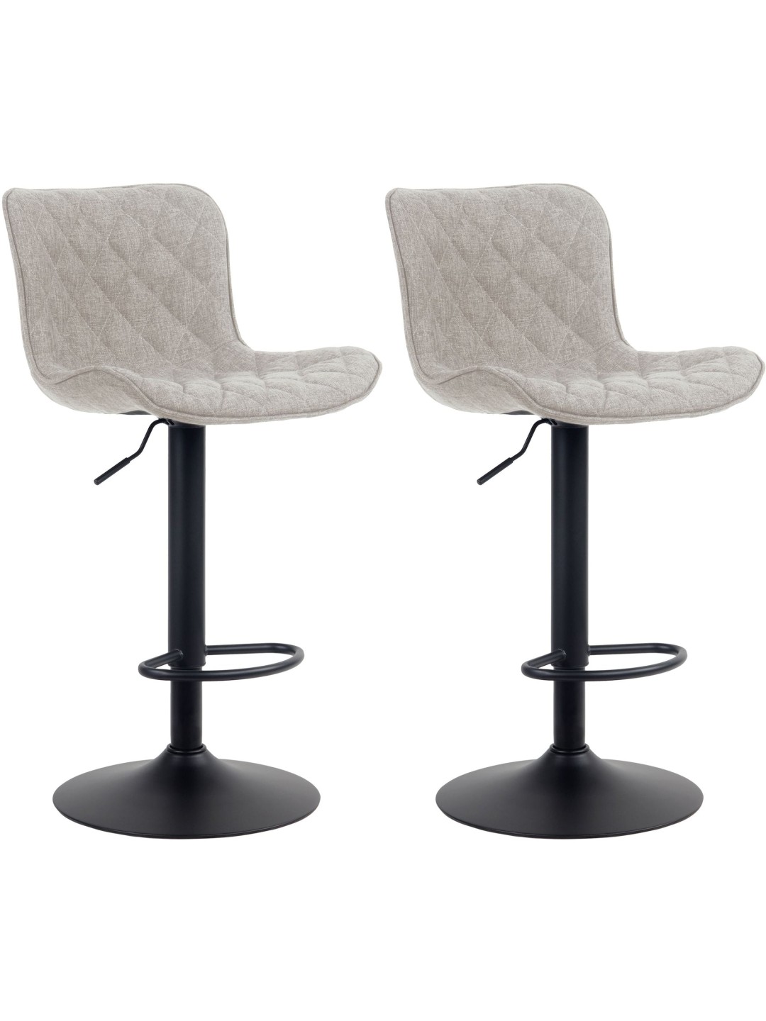 Lot de 2 tabourets de bar Emma tissu, taupe
