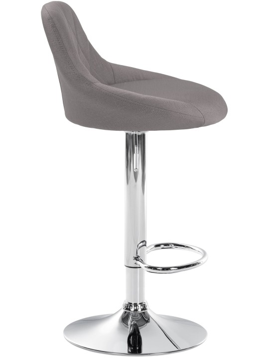 Tabouret de bar Lazio tissu chrome, gris