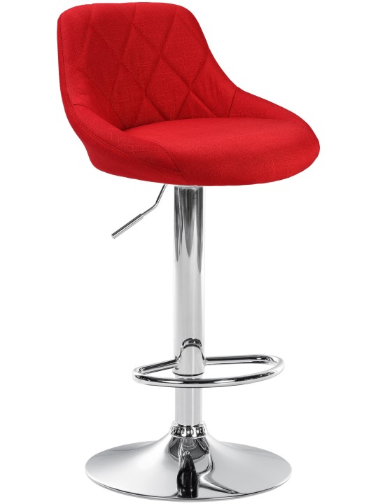 Tabouret de bar Lazio tissu chromé, rouge