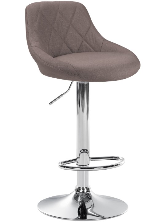 Tabouret de bar Lazio tissu chrome, taupe