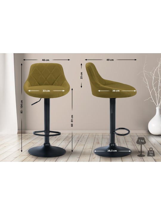 Tabouret de bar Lazio tissu, vert