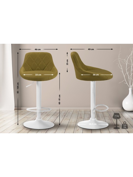 Tabouret de bar Lazio tissu, vert