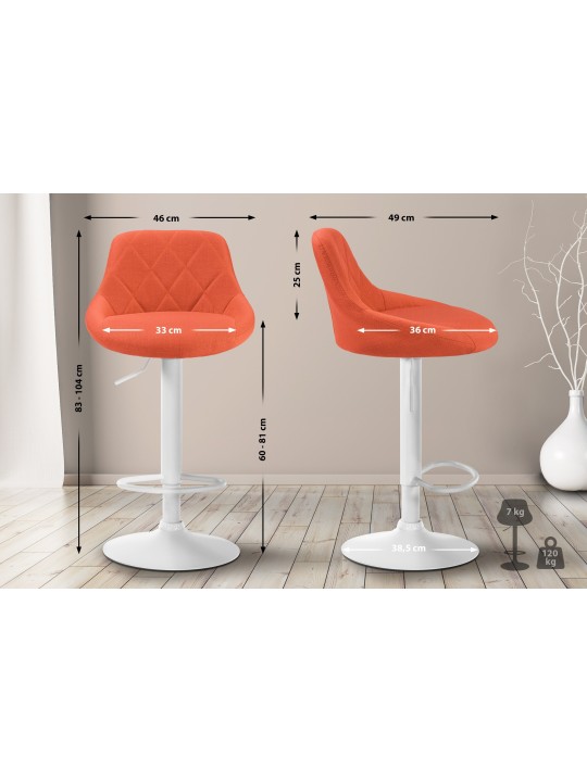 Tabouret de bar Lazio tissu, orange