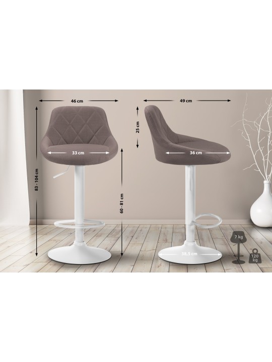 Tabouret de bar Lazio tissu, taupe Tabouret de bar Lazio tissu, taupe