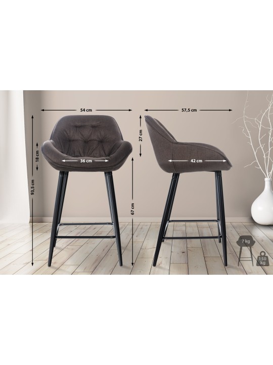Lot de 2 tabourets de bar Gibson tissu, brun Lot de 2 tabourets de bar Gibson tissu, brun