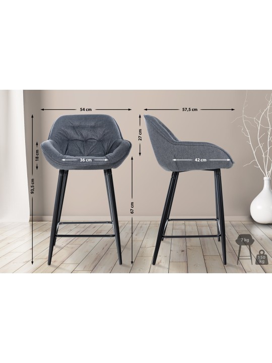 Tabouret de bar Gibson tissu, gris Tabouret de bar Gibson tissu, gris
