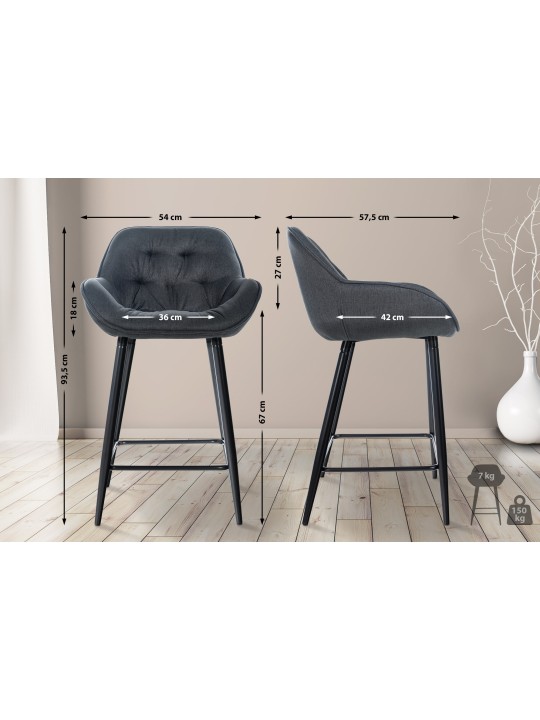 Tabouret de bar Gibson tissu, gris foncé