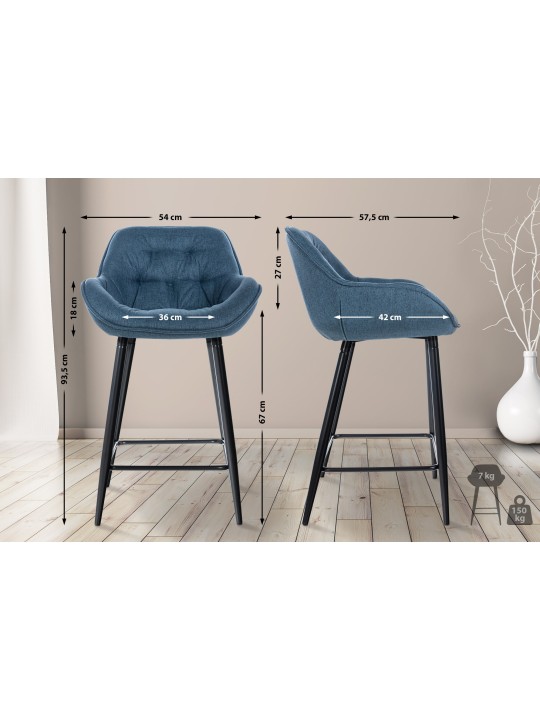 Tabouret de bar Gibson tissu, bleu Tabouret de bar Gibson tissu, bleu