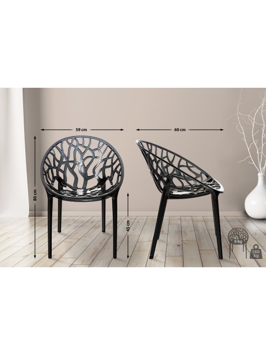 Chaise empilable CRYSTAL, noir