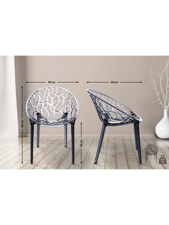 JEU de 2 chaises empilables CRYSTAL, gris