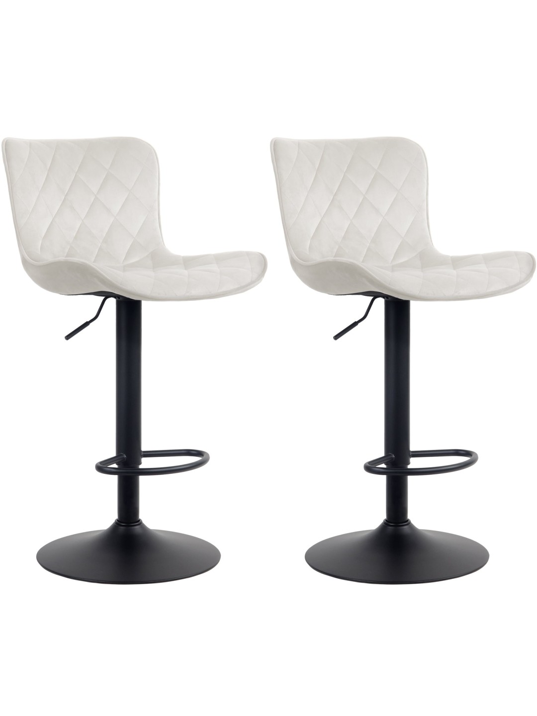 Lot de 2 tabourets de bar Emma velours, crème