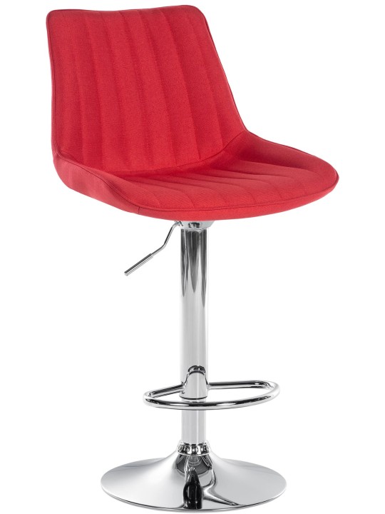 Tabouret de bar Toni tissu chromé, rouge