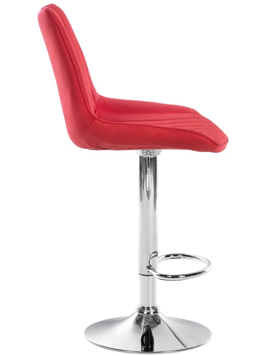 Tabouret de bar Toni tissu chromé, rouge