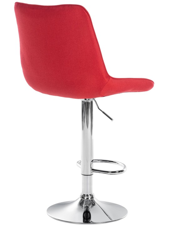 Tabouret de bar Toni tissu chromé, rouge