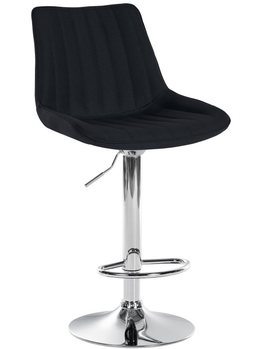 Tabouret de bar Toni tissu chromé, noir