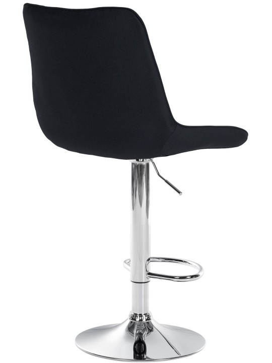 Tabouret de bar Toni tissu chromé, noir