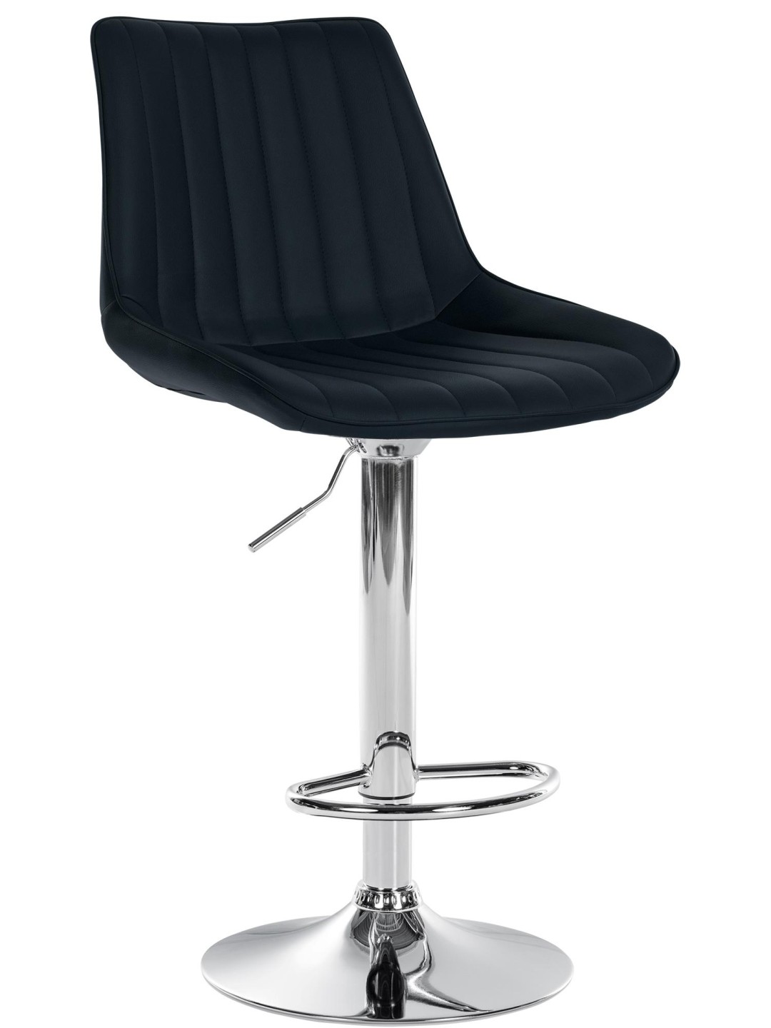 Tabouret de bar Toni simili cuir chromé, noir