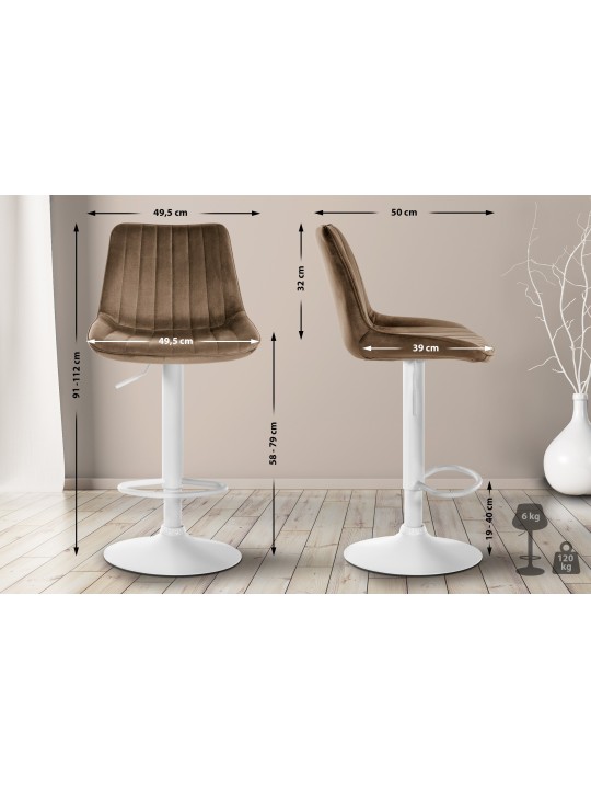 Tabouret de bar Toni velours, brun