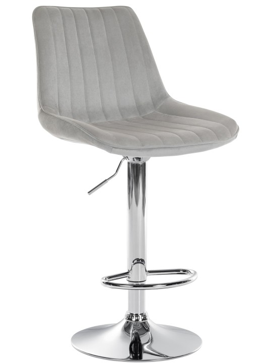 Tabouret de bar Toni velours chrome, gris