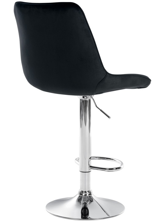 Tabouret de bar Toni velours chrome, noir