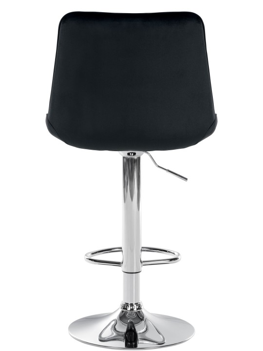 Tabouret de bar Toni velours chrome, noir