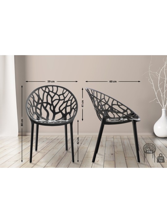 Lot de 2 chaises Hope, noir