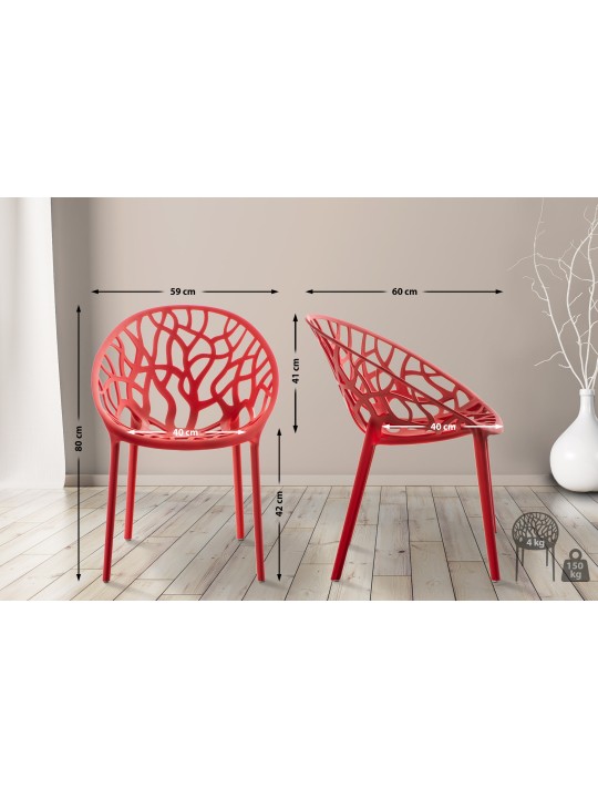 Ensemble de 4 chaises Hope, rouge