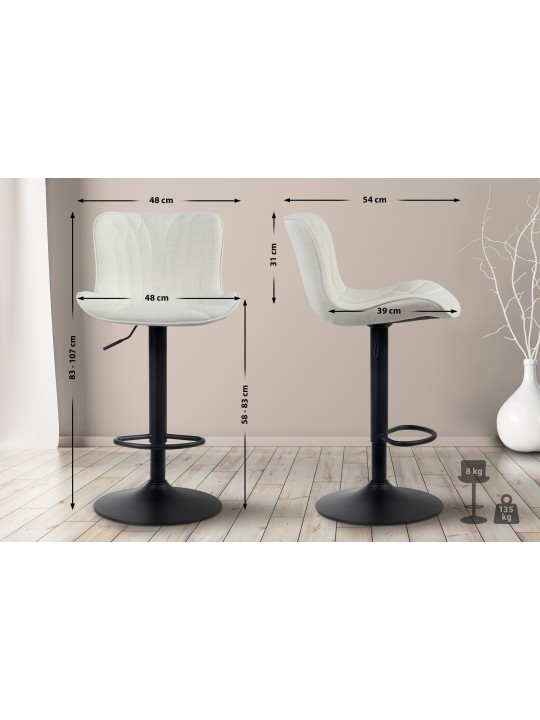 Tabouret de bar Linus tissu, crème Tabouret de bar Linus tissu, crème