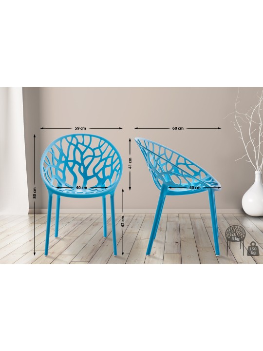 Ensemble de 4 chaises Hope, bleu