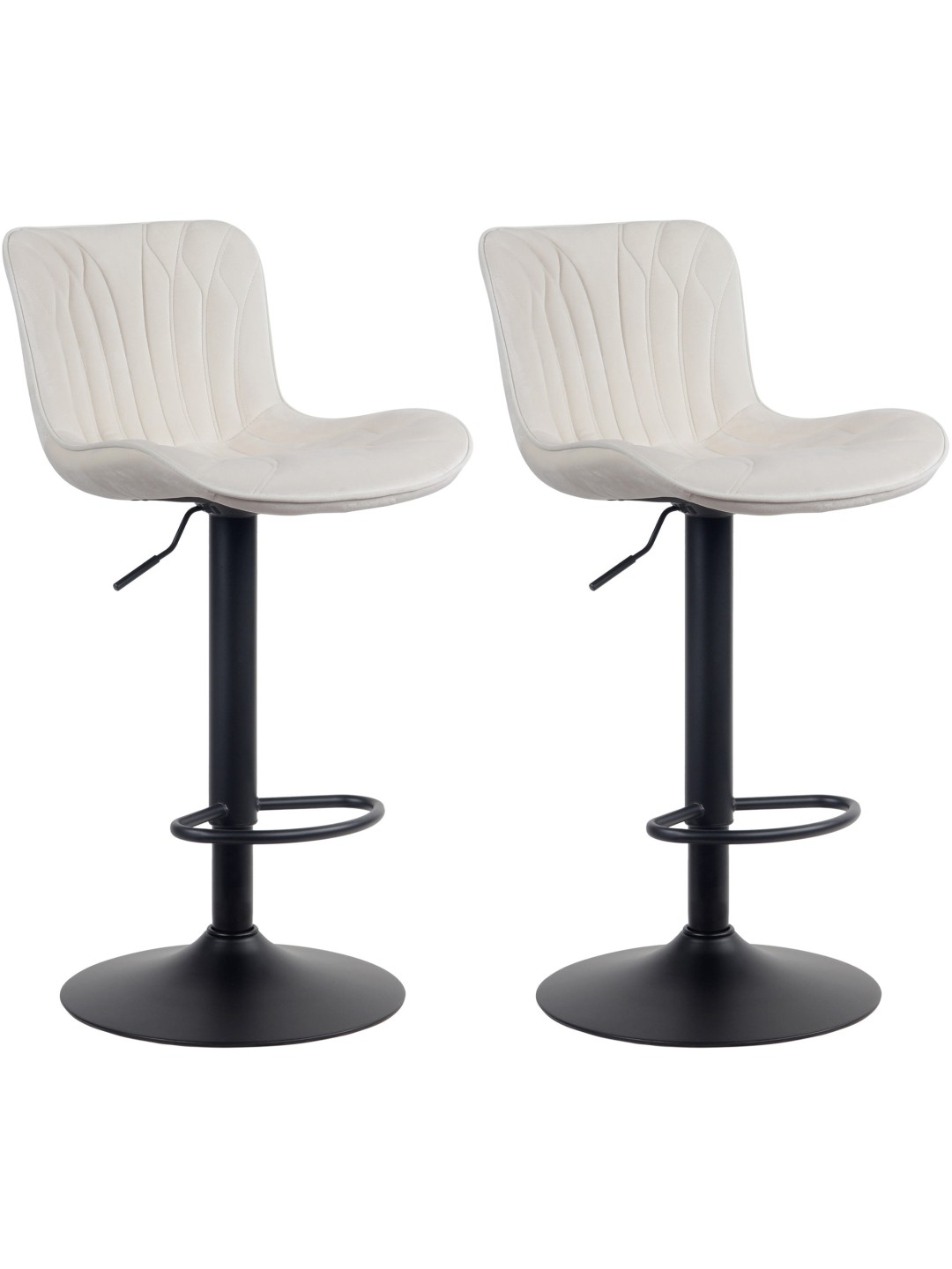 Lot de 2 tabourets de bar Linus velours, crème
