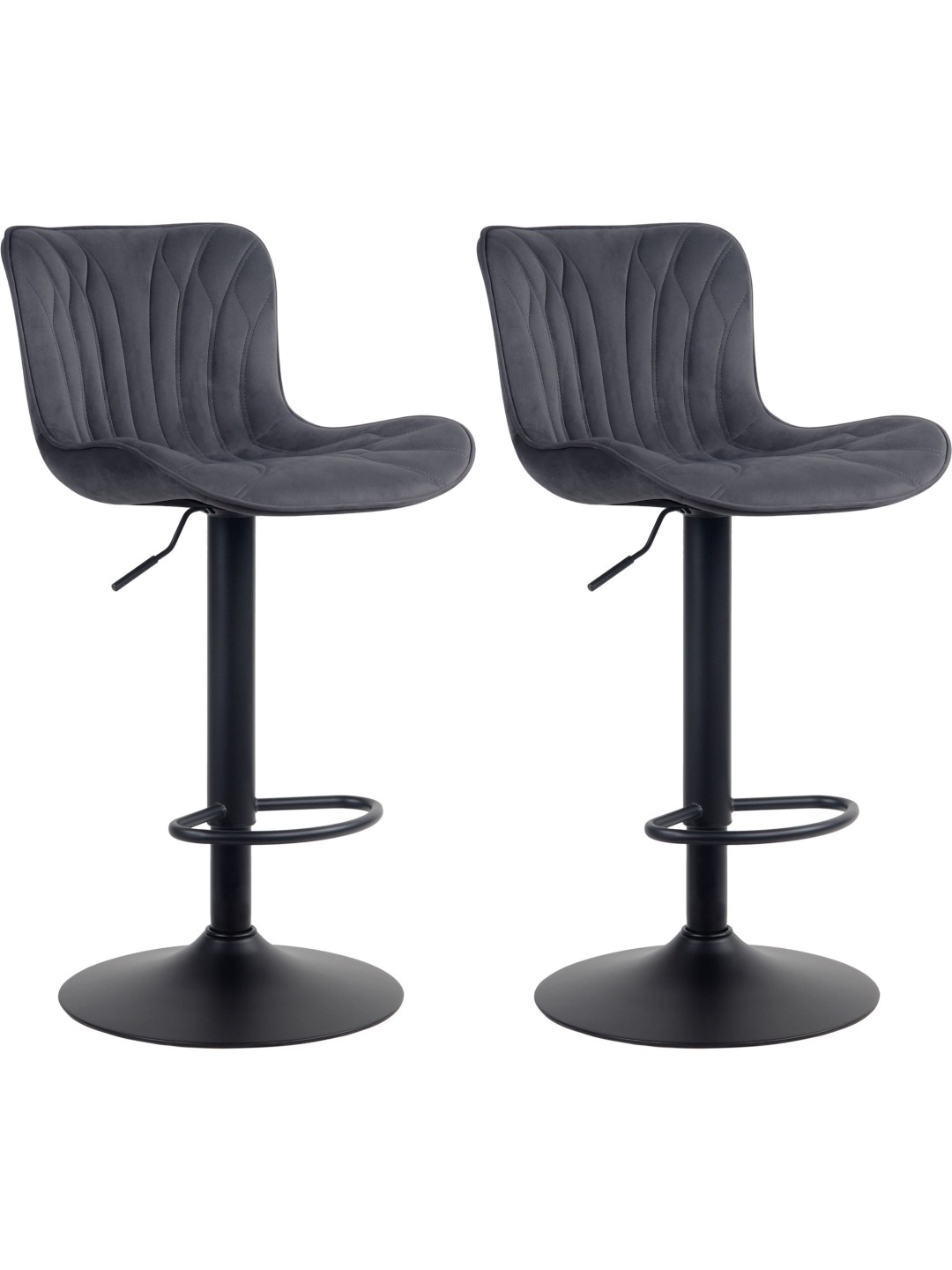 Lot de 2 tabourets de bar Linus velours, noir