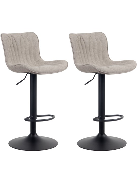Lot de 2 tabourets de bar Linus tissu, taupe
